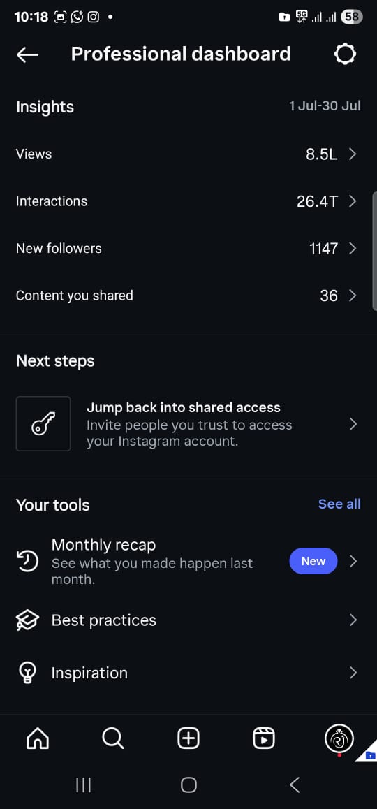 Client 1: Instagram Growth Before