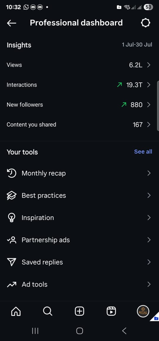 Client 2: Instagram Growth Before